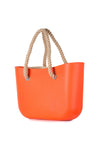 orange beach bag with rope handles