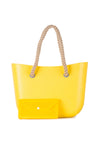 yellow beach purse and yellow beach bag with rope handles